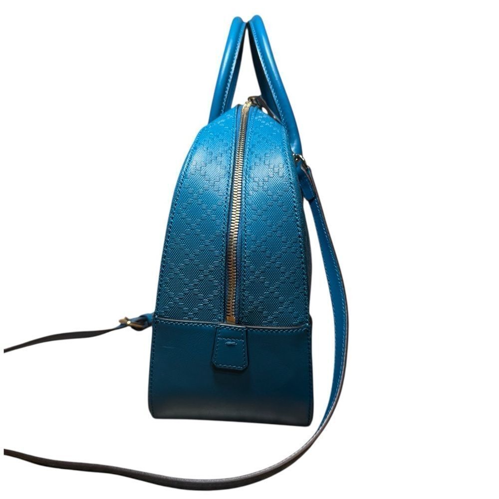 GUCCI Cerulean Blue Diamanté Leather 2way Boston Bag Auth Speedy Doctor Duffle - Picture 5 of 15